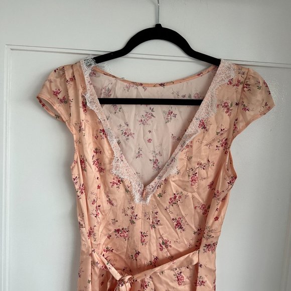 NWT Reformation Lucas Silk Midi Dress SZ 4 Myrna Floral Cap Sleeves Deep V-Back - Picture 9 of 12